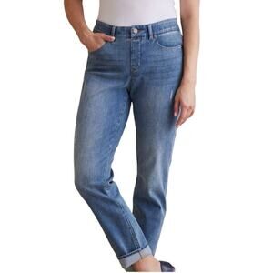Soft Surroundings The Ultimate Denim Relaxed Straight Jeans Zipperless Size PL